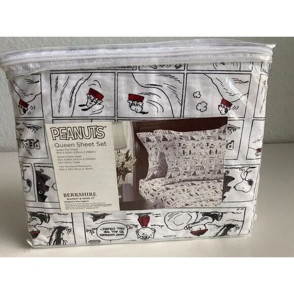 Peanuts Snoopy Holiday Christmas Comic Strip Queen Size Soft Sheet Set NEW - Picture 9 of 16
